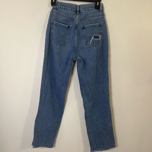 PacSun High Rise Straight Super Distressed Large Hole Button Fly Jeans Size 24 - Picture 6 of 11